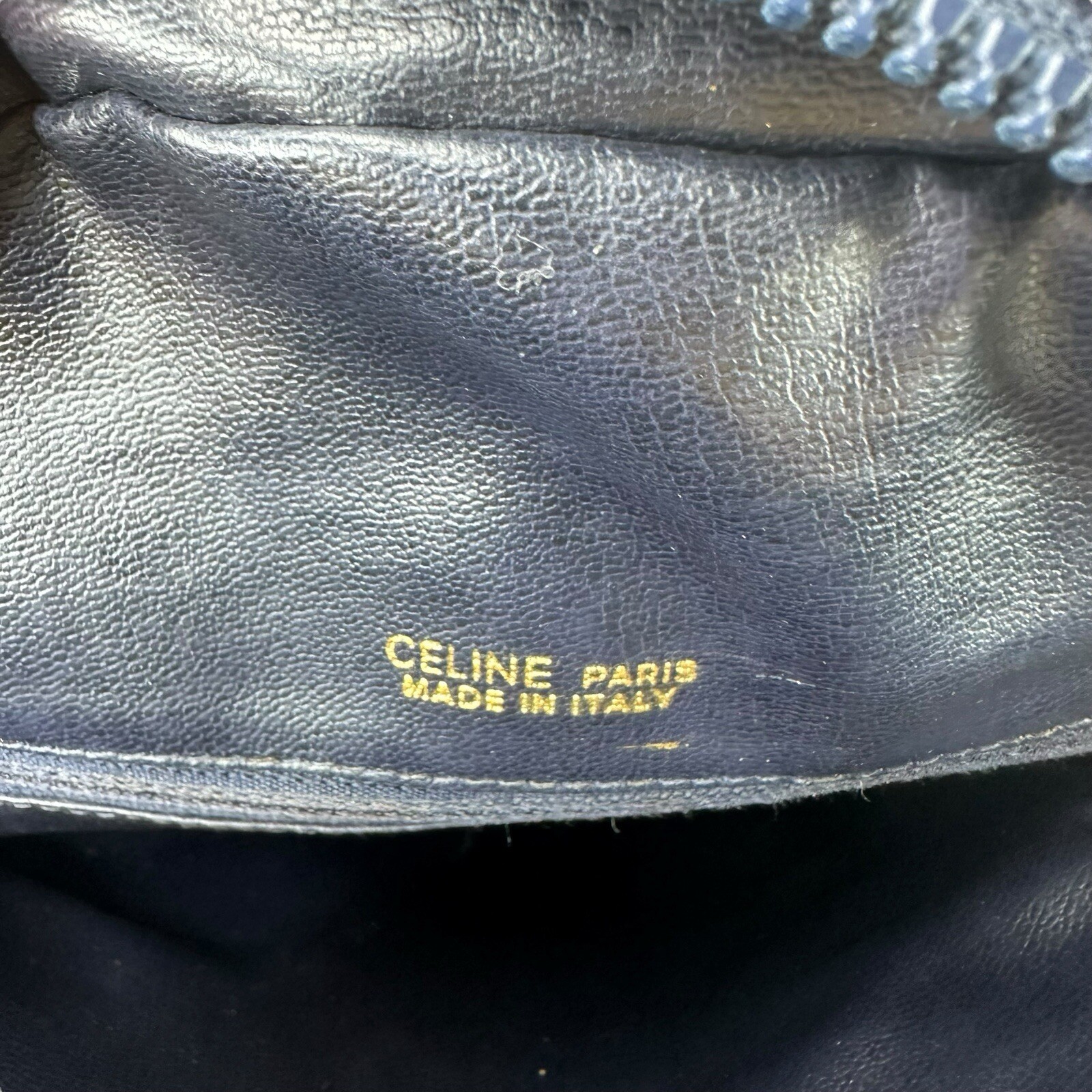 Celine Horse Carriage Hardware Gold Logo C Blue Jacquard/Leather Crossbody Bag