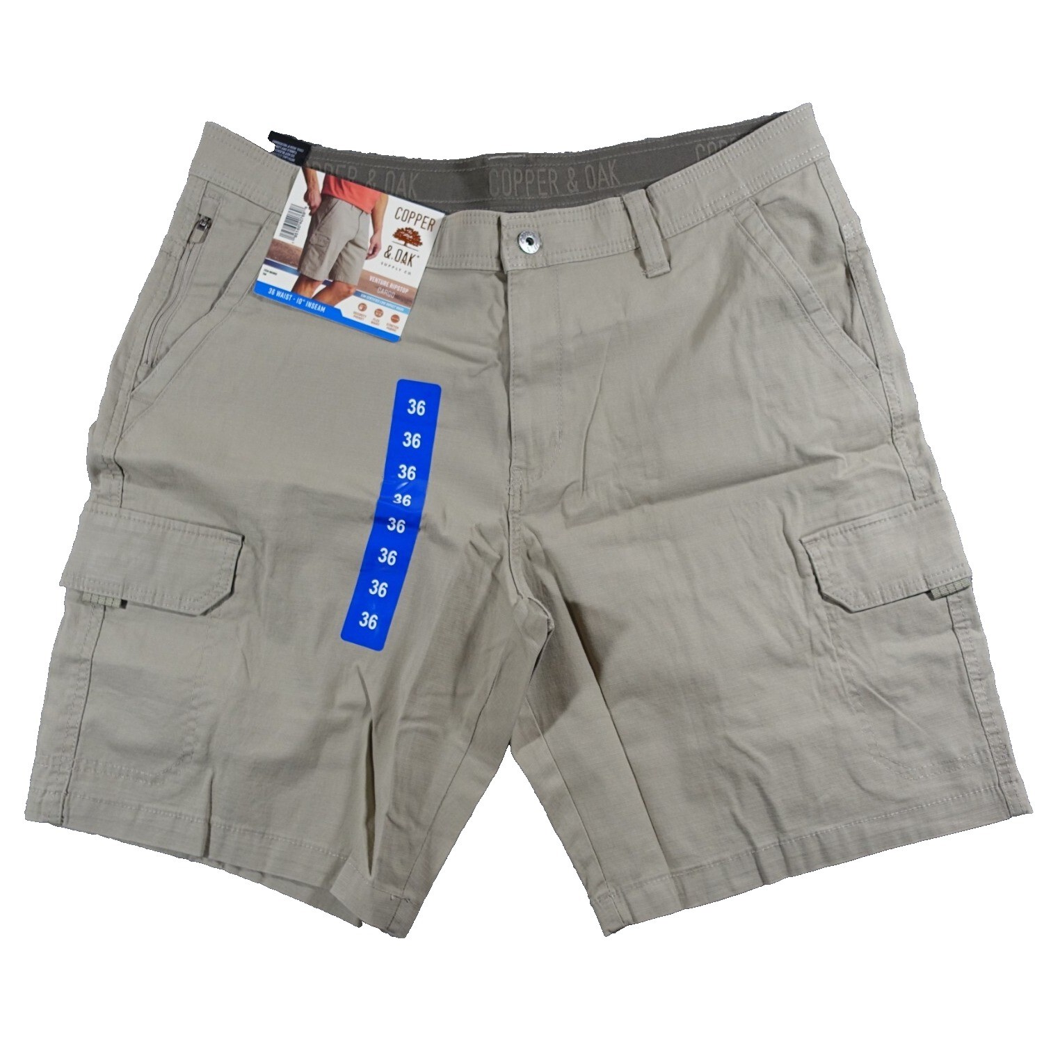 Copper and Oak Cargo Shorts Men 36 Ripstop Security Pocket Flex Waist Stretch