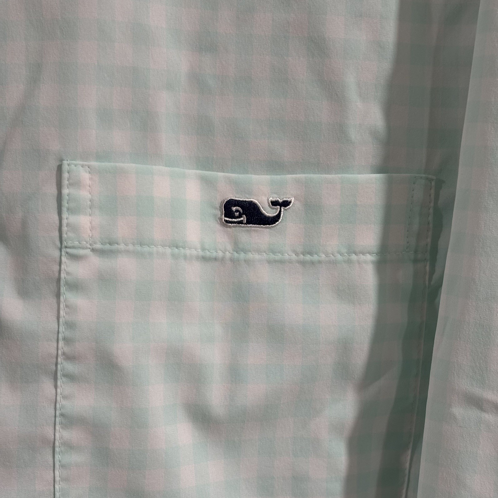 Vineyard Vines OTG Button Down Shirt Mens XL Mint Gingham LS Performance Nylon