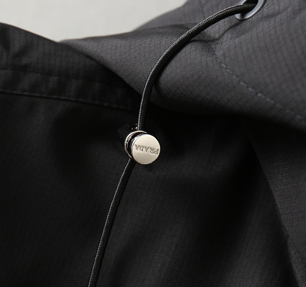 Prada 26SS New Men’s Red Logo Black Jacket Coat