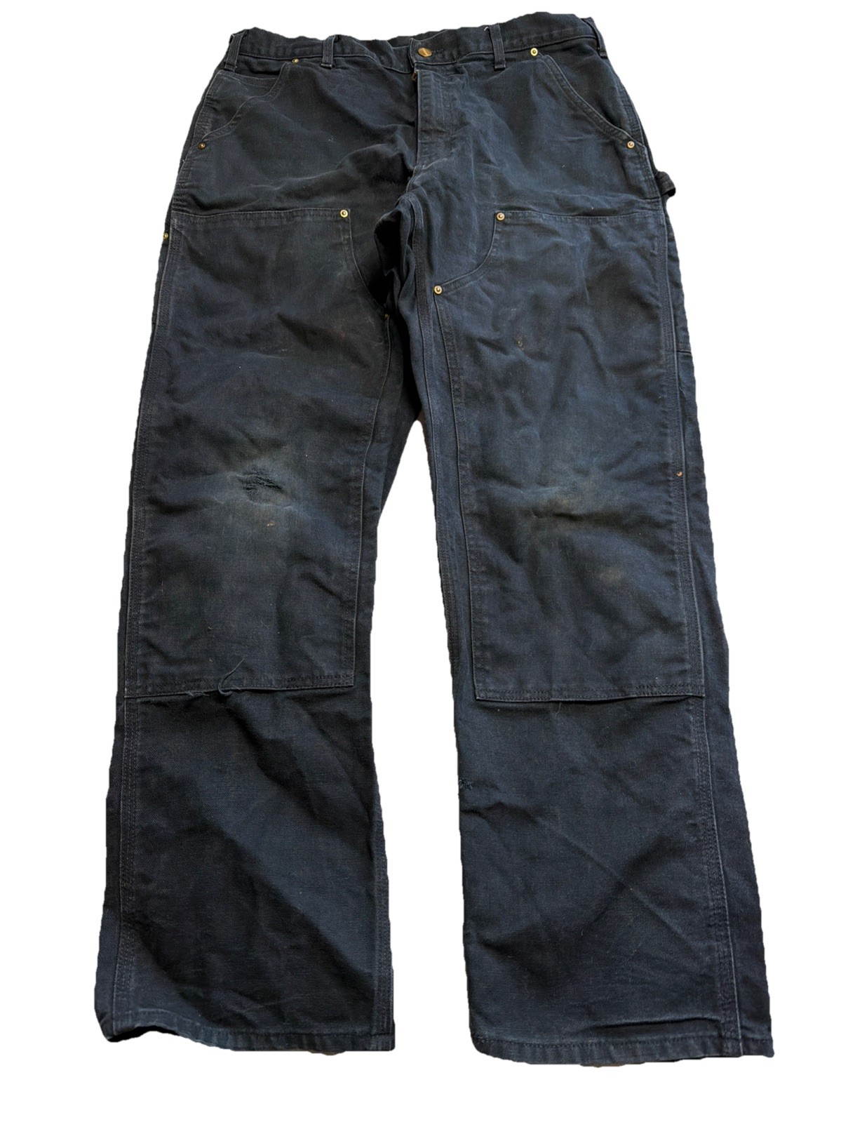 Carhartt Pants Mens 35X31 Black Carpenter Loose Double Knee Canvas USA B01 BLK