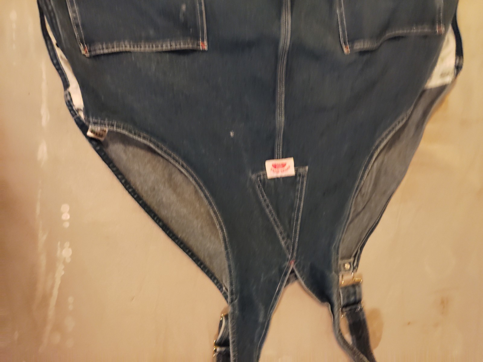 Round House Bib Overalls Men’s 48×32 Blue Denim Carpenter Loop #7