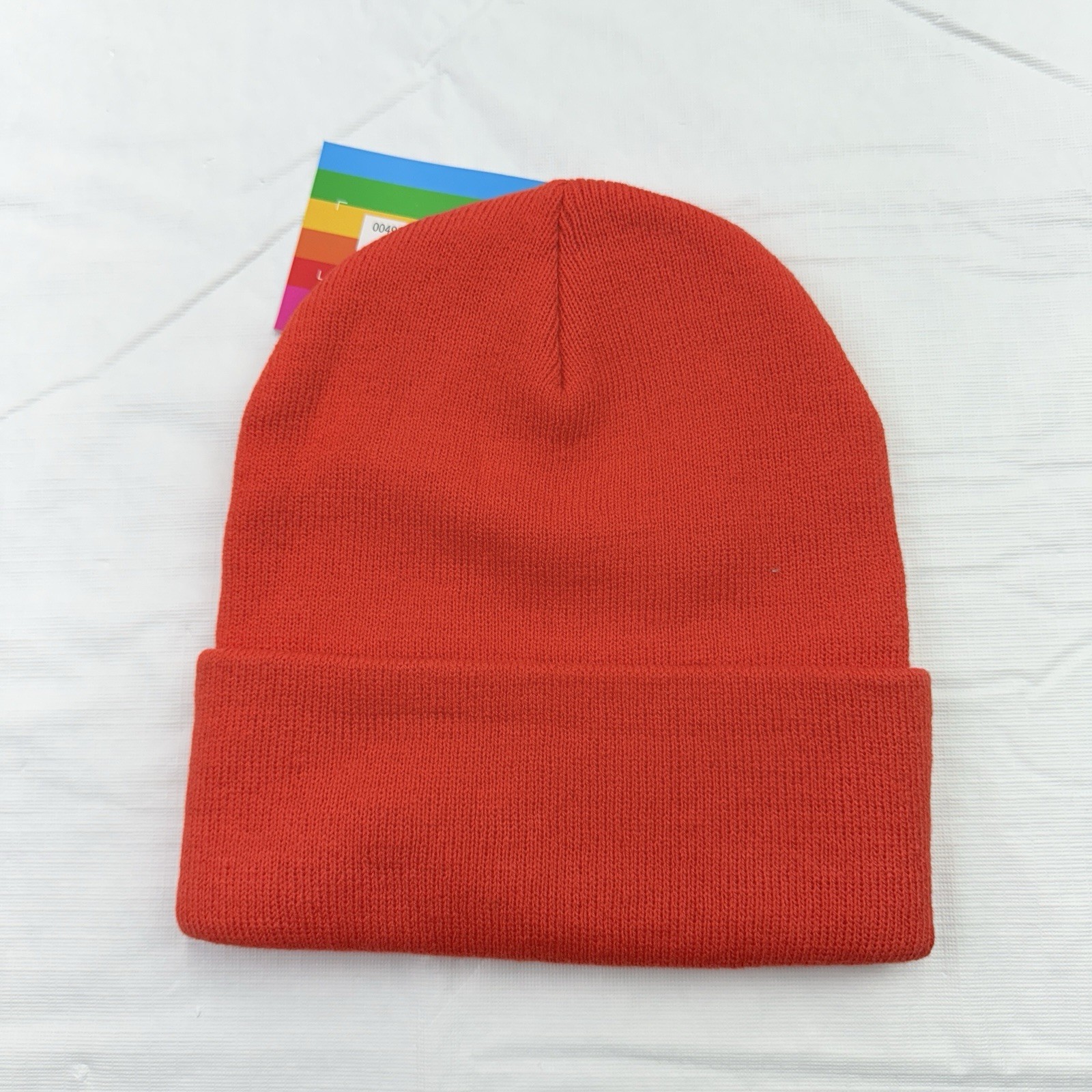 NWT Orange Retro Beanie Hat Knit Cuffed Winter Adult Size Polaroid Originals