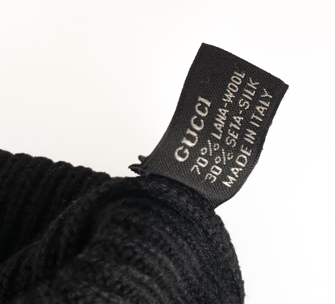 Gucci Wool Beanie Hat – Black with Green & Red Striped Band – Unisex