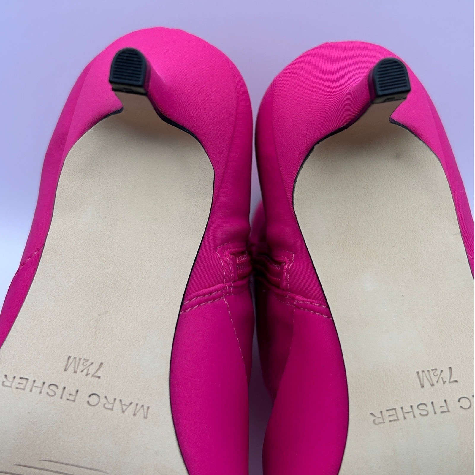 Sock Boots Pointed Toe Kitten Heel Ankle Booties Hot Pink Marc Fisher 7.5M