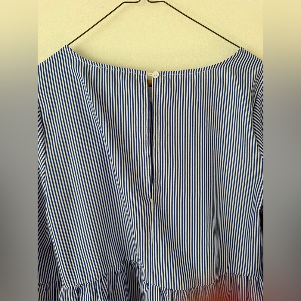 Blaque Label Blue & White Stripe Peplum Top 💙 Size Medium, Bell Sleeve, Nautica