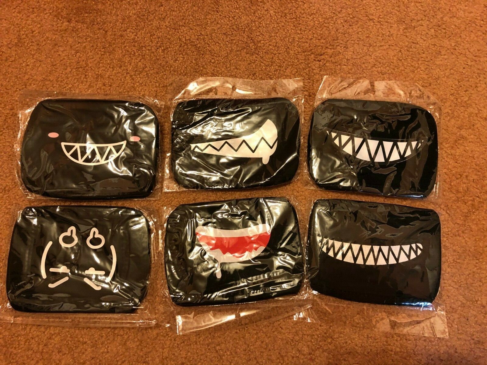 New Anime Cartoon Cute Funny Expression Cotton Black Face Mask Adult 🇺🇸 Seller