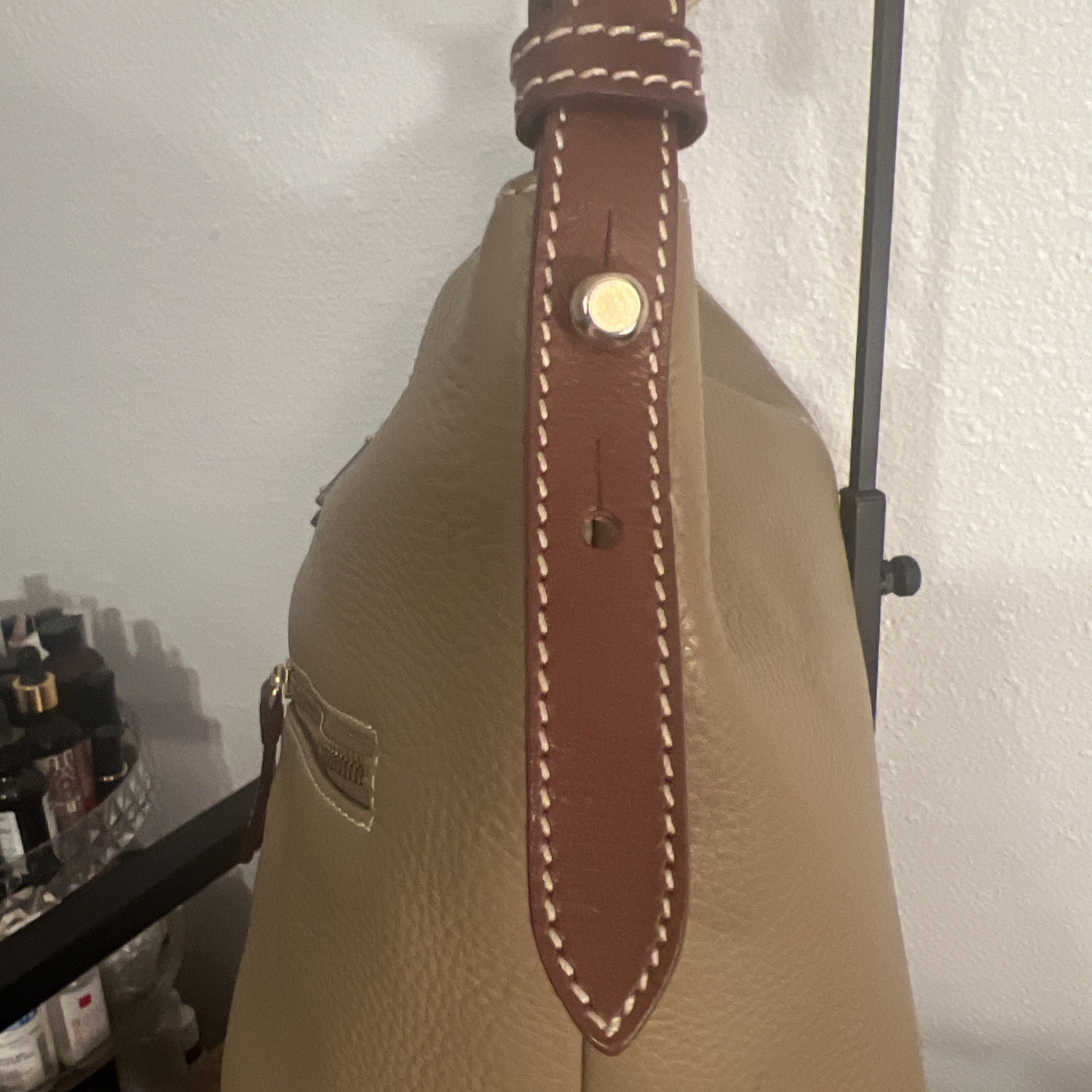 Dooney & Bourke Pebble All Weather Leather Hobo Shoulder Bag Taupe (Beige)