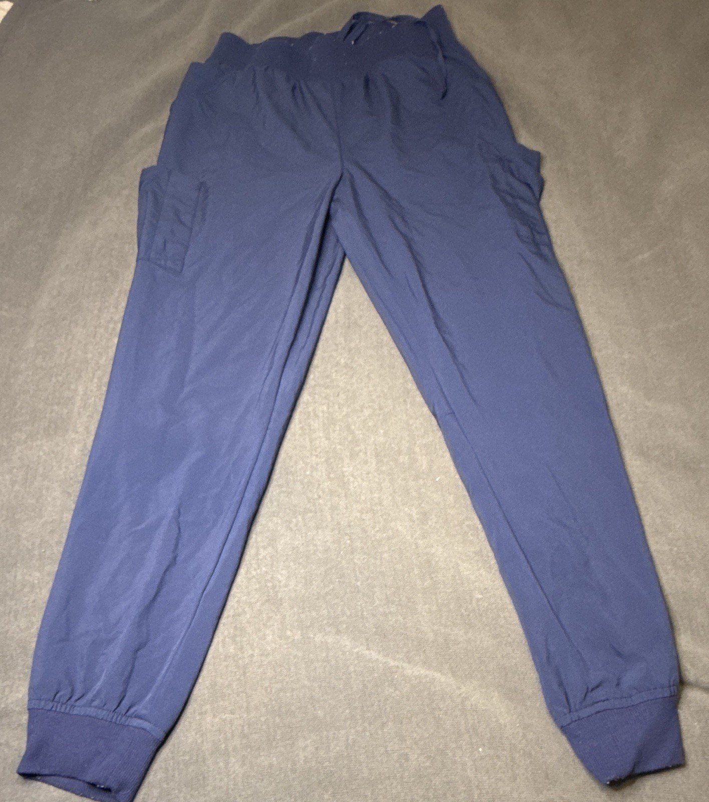 Easy Stretch Women’s Navy Scrub Pants Jogger Size S Drawstring Cargo Pocket