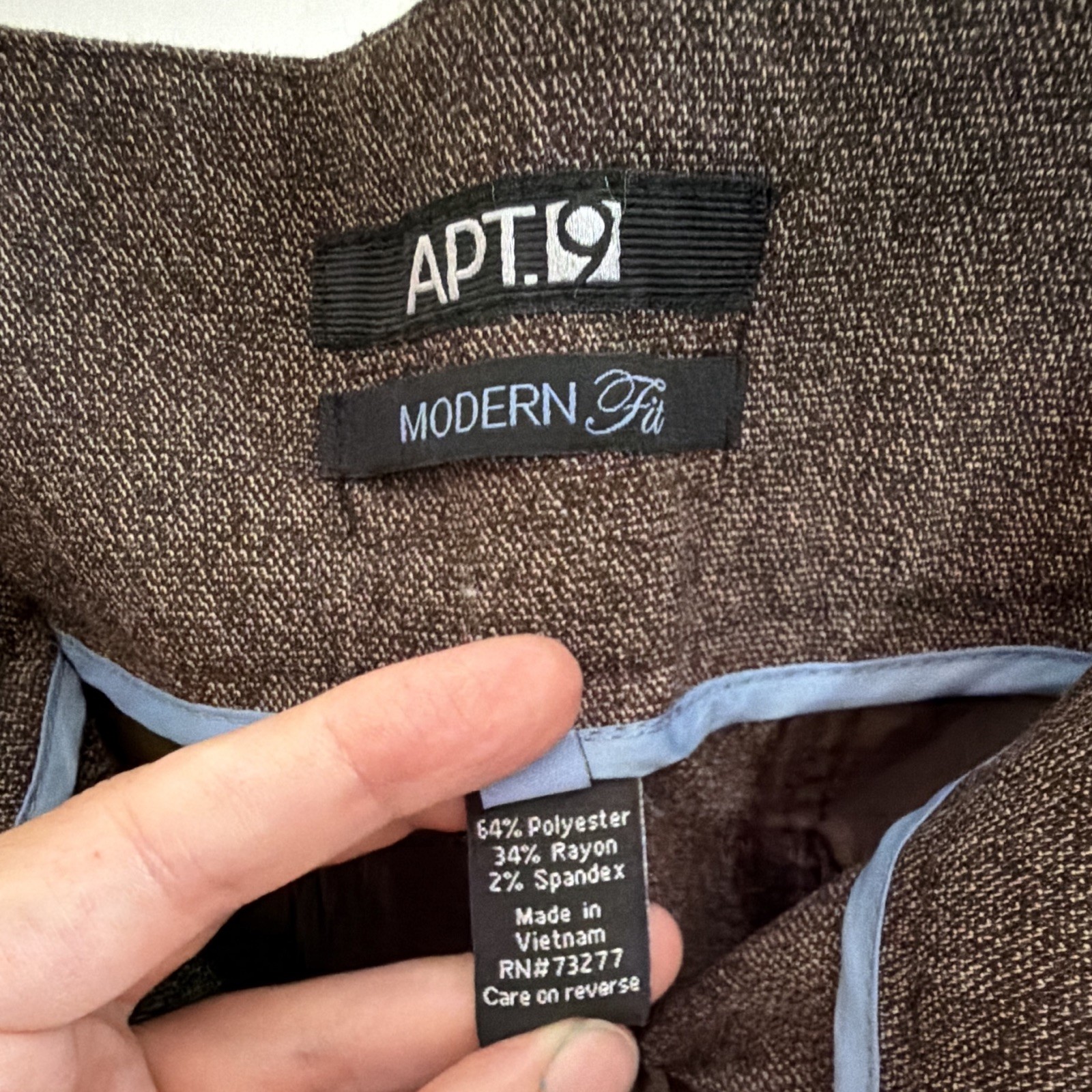 Apt. 9 Women’s Dress Pants Modern Fit Solid Brown Stretch Pockets Regular