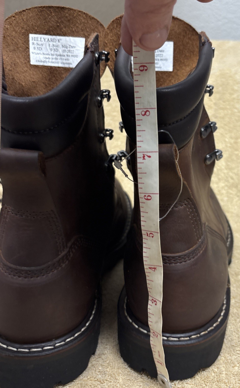 White’s Boot Men’s Hillyard Lace-Up Work Boot-Soft Toe-mens 9.5D H7865-BRN NWOB