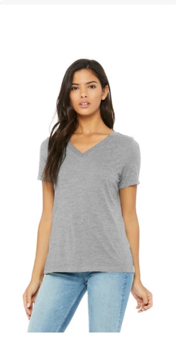 Bella + Canvas Women’s Relaxed Jersey Short Sleeve V-Neck Tee Size 2XL Gray