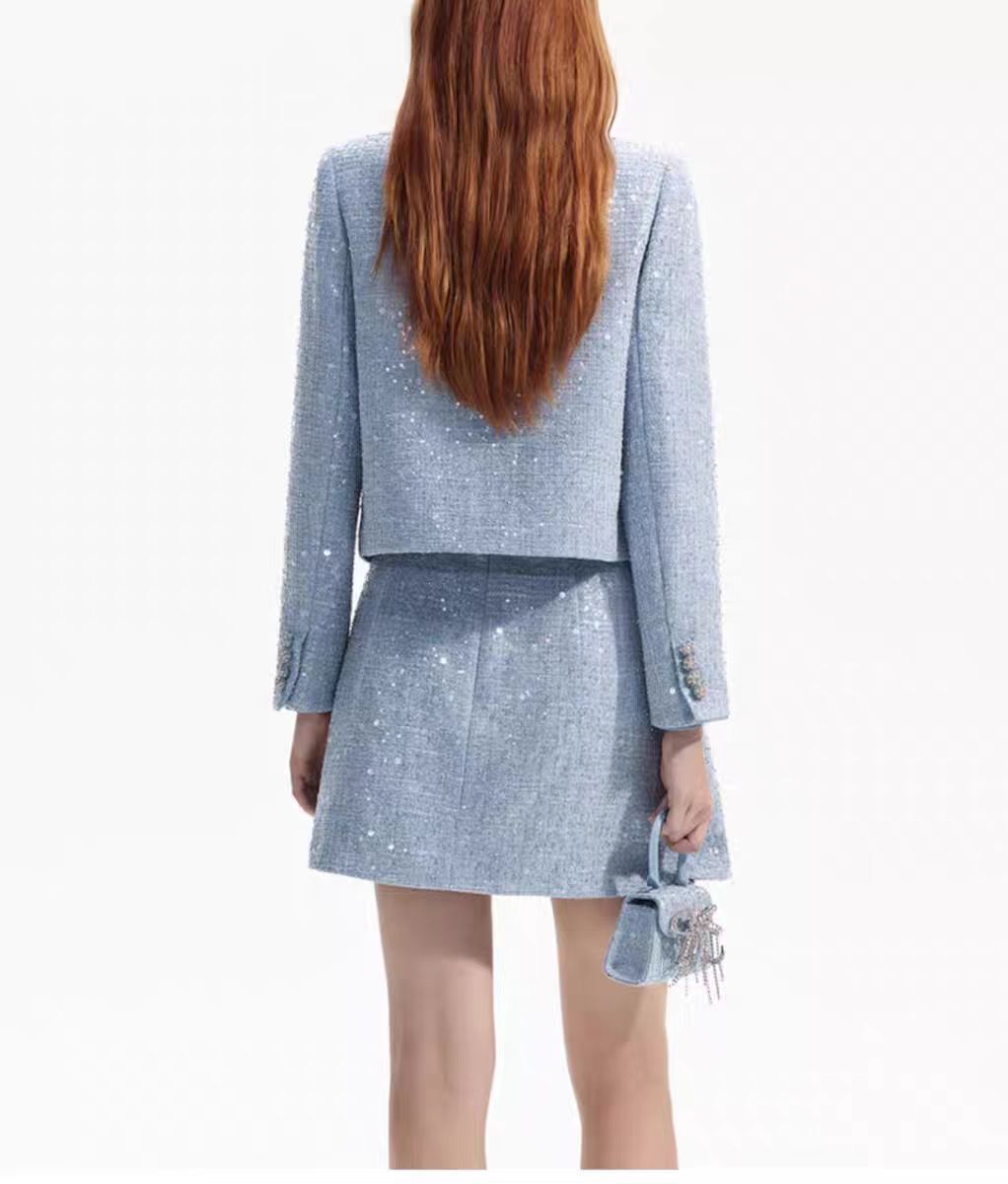 Self-Portrait Women’s glisten sequin Tweed coat + dress + skirt