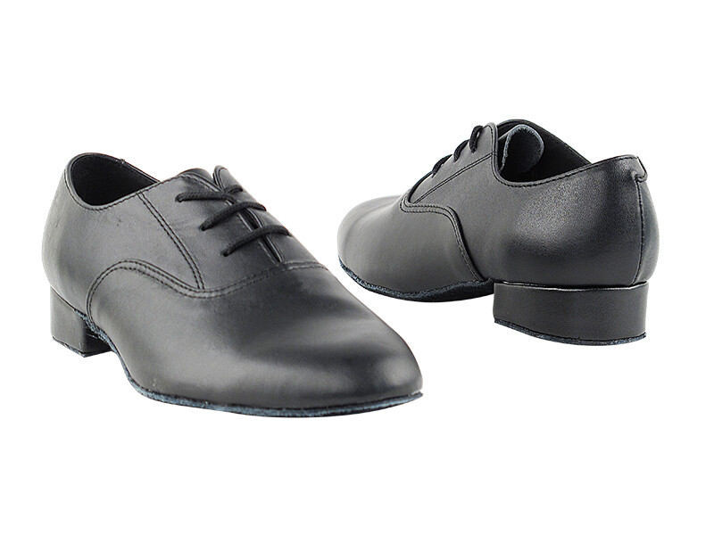 Boys Youth Black Leather Dance Shoes 1 inch Heel Standard Salsa Ballroom Tango