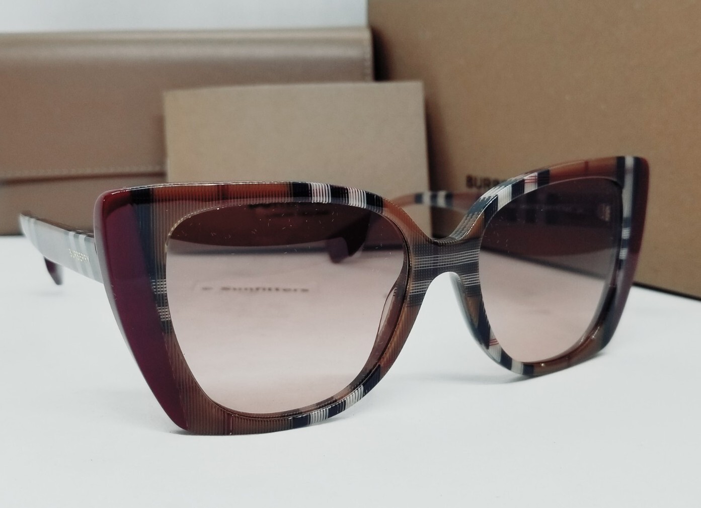 BURBERRY brown check/pink gradient MERYL BE4393 405413 54 sunglasses NEW IN BOX!