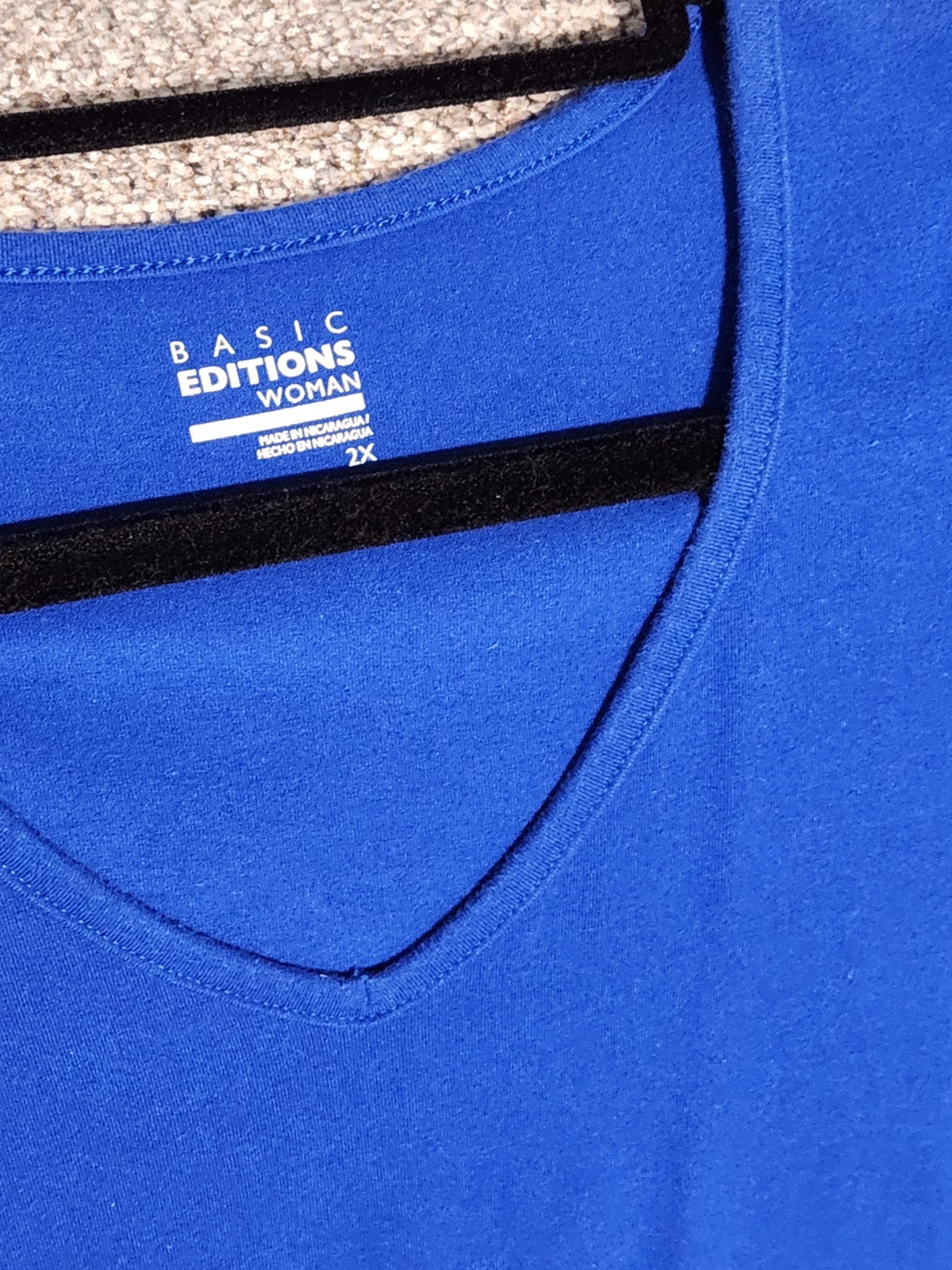 Basic Editions Womens Shirt Y2K Royal Blue Vneck Tshirt Kmart Blouse Size 2X