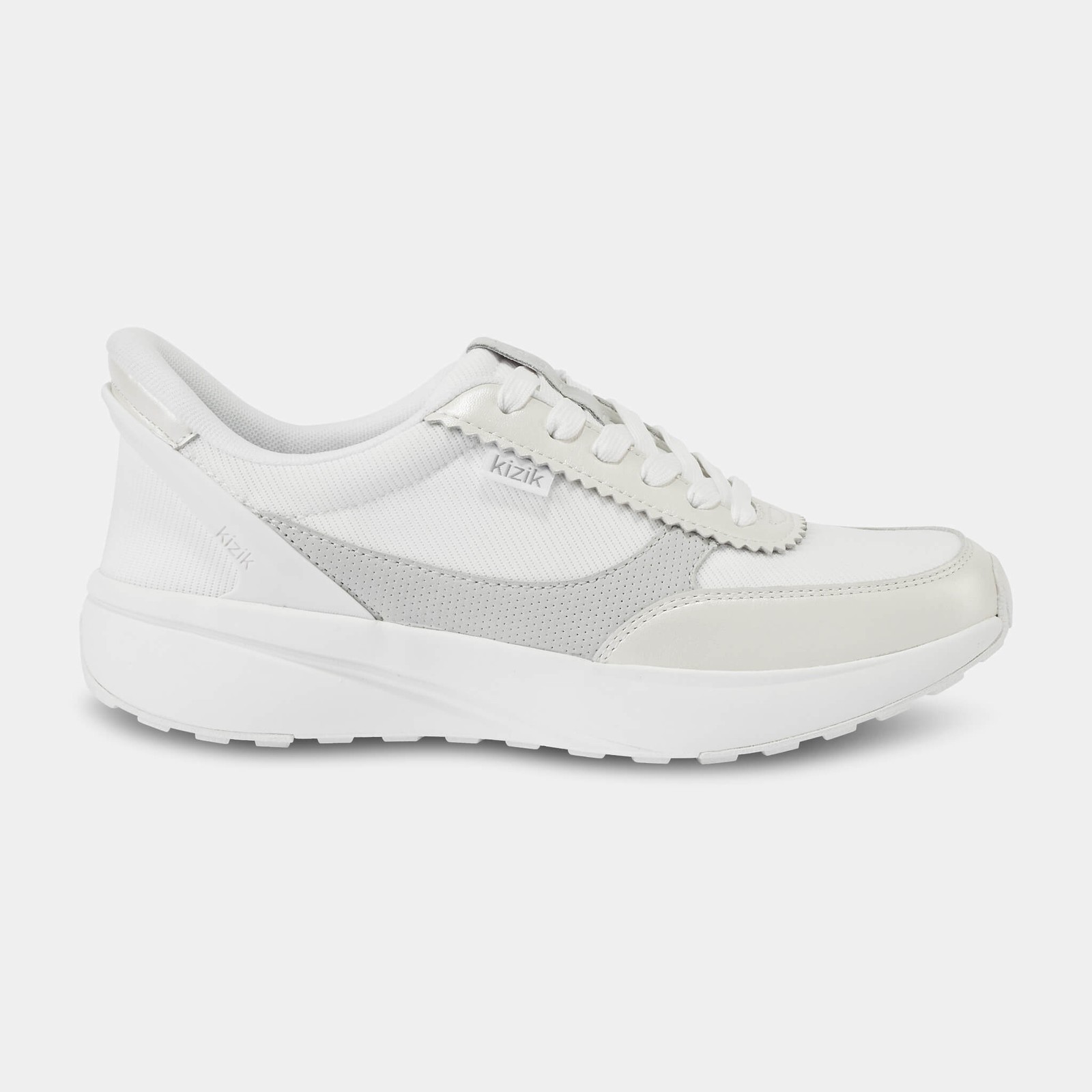 Kizik Women’s Paris – Metallic White — New Hands-Free Slip On Shoes